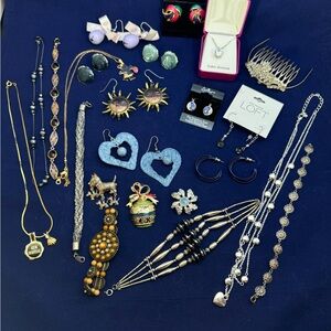 Huge Vintage Costume Jewelry Lot - 25+ Pcs Celestial, Southwestern, 80s/90s